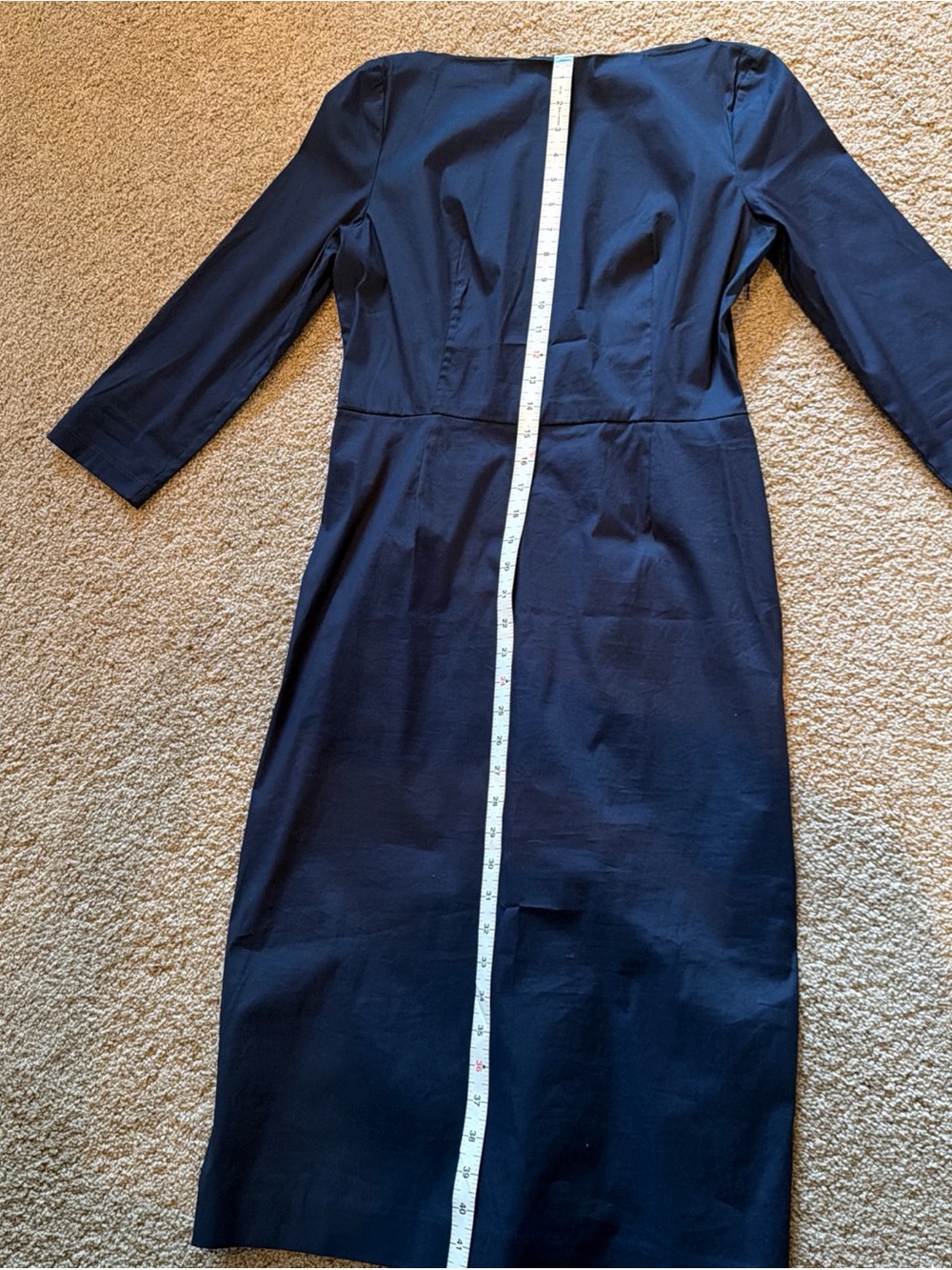 Prada Classic Navy Midi Dress with Three-Quarter Sleeves - Picture 7 of 16